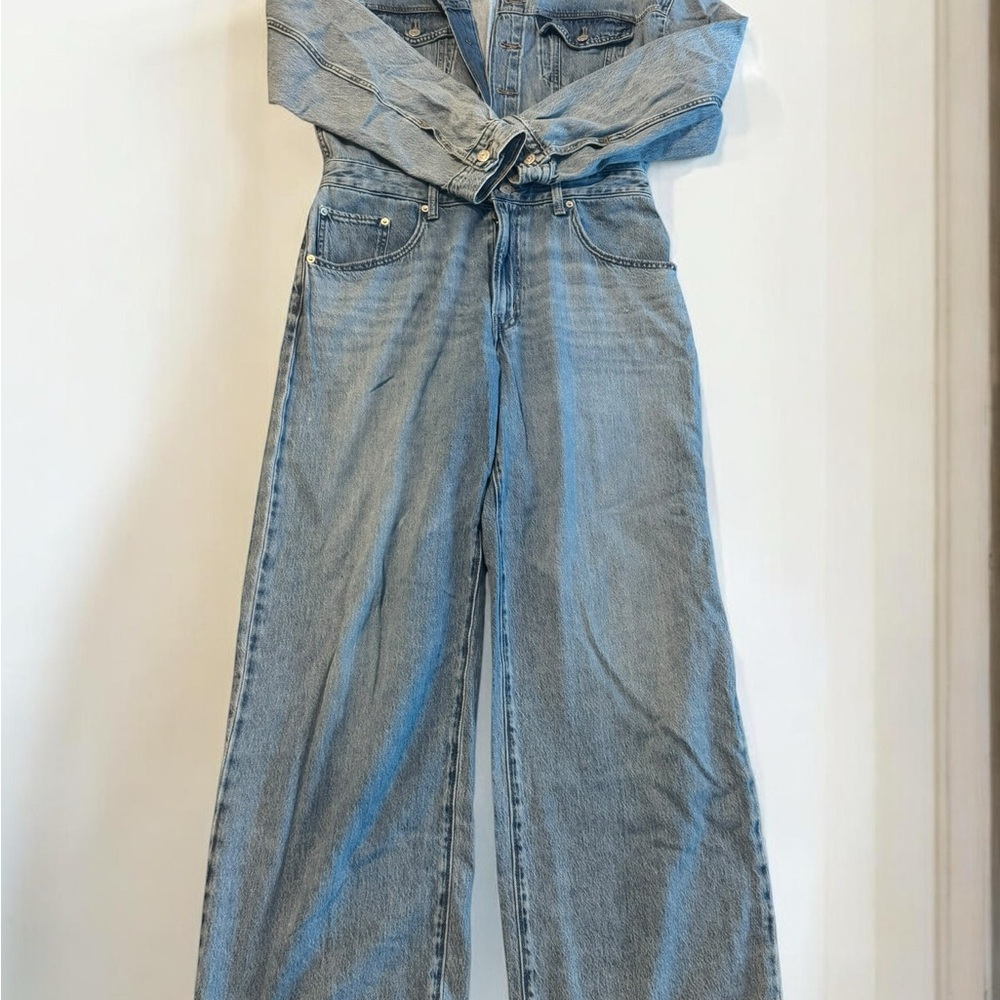 Levi's Light Blue Denim High-Waist Wide-Leg Jumpsuit
